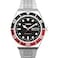 Timex Mens M79 Automatic 40mm Watch SilverTone Case Black Dial RedBlack Top Ring with Stainless Steel Bracelet