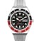 Timex Mens M79 Automatic 40mm Watch SilverTone Case Black Dial RedBlack Top Ring with Stainless Steel Bracelet