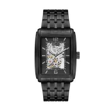 RELIC by Fossil Mens Allen Rectangular Black Stainless Steel Bracelet Automatic Watch Rectangle Watch for Men
