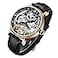 IK COLOURING Mens Luxury Skeleton Automatic Mechanical Wrist Watches Leather Moon Phrase Luminous Hands SelfWind Watch Gold