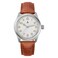 TACTICAL FROG Militado ML08 Field Watch for Men 38mm VH31 Sweeping Second Quartz Watch Sapphire Crystal 100M Water Resistant Screw Down Crown Brown Leather Strap White Dial YellowHand