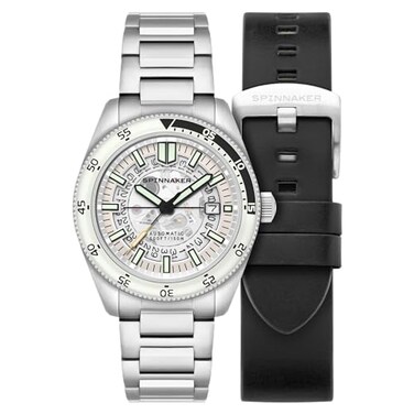 Spinnaker Mens 43mm Fleuss Automatic Brilliant White Watch with Solid Stainless Steel Bracelet SP511833