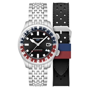 Spinnaker Mens 42mm Bradner GMT Automatic Parisian Night Watch with Solid Stainless Steel Bracelet SP512155