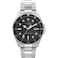 Timex Mens Diver Inspired 42mm Watch SilverTone Bracelet Black Dial SilverTone Case