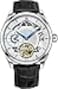 Stuhrling Original Stuhrling Mens Automatic Dress Watch Stainless Steel with Automatic Skeleton Mechanical Movement Duel Time SubDial and AMPM Indicator and Alligator Embossed Leather Strap