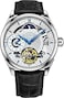 Stuhrling Original Stuhrling Mens Automatic Dress Watch Stainless Steel with Automatic Skeleton Mechanical Movement Duel Time SubDial and AMPM Indicator and Alligator Embossed Leather Strap