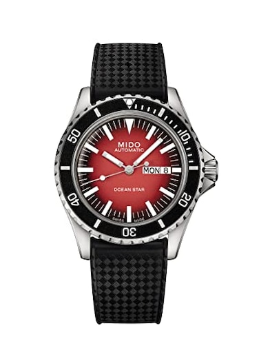 MIDO Ocean Star Tribute Gradient Swiss Automatic Watch for Men Red Dial 405mm Stainless Steel Case Black Rubber Strap M0268301742100
