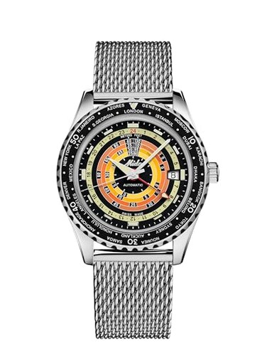 MIDO Ocean Star Decompression Worldtimer Swiss Automatic GMT Watch for Men Black Dial Stainless Steel 405mm Case M0268291705100