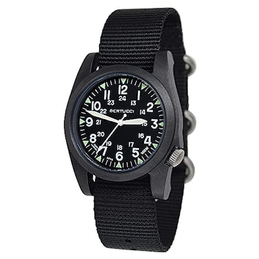 BERTUCCI 13350 Mens A3P Sportsman Vintage Watch Black Band Black Dial