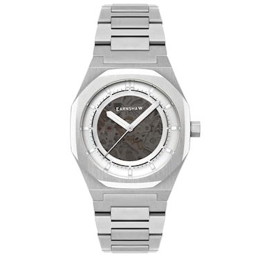 Thomas Earnshaw Mens 42mm Discovery Drake Skeleton Automatic Silver Sheen Watch with Solid Stainless Steel Bracelet ES814211