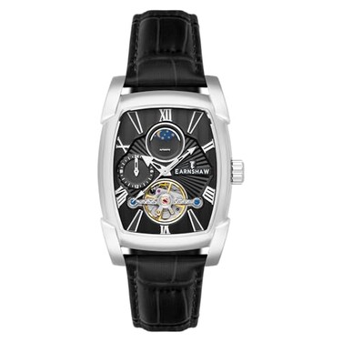Thomas Earnshaw Mens 37mm Heritage Kensington Multifunction Automatic Evergreen Black Watch with Leather Strap ES829601