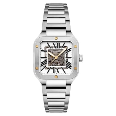 Thomas Earnshaw Mens 365mm Engineer Lennox Skeleton Automatic Silver Brown Watch with Solid Stainless Steel Bracelet ES830344