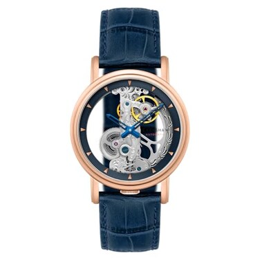 Thomas Earnshaw Mens 43mm Fowler Bridge Automatic Watch with Leather Strap ES8225 Blue Modern