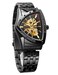 FORSINING Triangular Gold Shield Automatic Mechanical Watch Oversized Dial Fully Hollowed Out Dial Design Automatic Movement 21MM Wide Soft Silicone Strap Strong and Durable