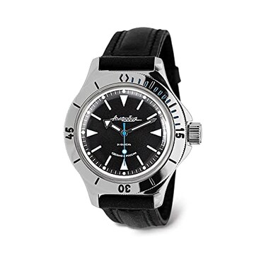 VOSTOK Amphibia 120512 Automatic SelfWinding Diver Wrist Watch Black Leather Band