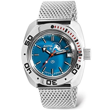 Vostok Amphibia 710059 Scuba Dude Automatic SelfWinding Diver Wrist Watch Milanese Bracelet