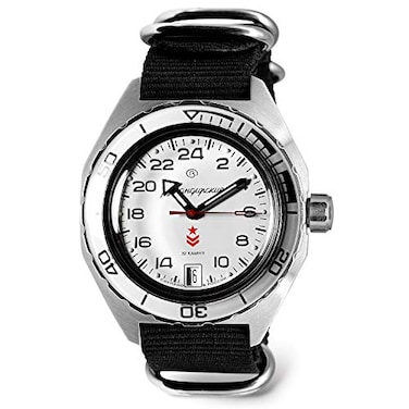 VOSTOK Komandirskie 650546 GMT Automatic Mechanical SelfWinding Diver Wrist Watch Black Strap