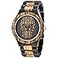 Dentily Mens Wood Watches Handmade Woooden Analog Quartz Skull Face Pattern Wooden Watch