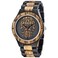 Dentily Mens Wood Watches Handmade Woooden Analog Quartz Skull Face Pattern Wooden Watch
