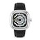 Stauer Square Skeleton Automatic Watch for Men 44mm Silver Cushion Case Black Open Heart Dial 21Jewel Mechanical Movement Leather Strap