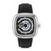 Stauer Square Skeleton Automatic Watch for Men 44mm Silver Cushion Case Black Open Heart Dial 21Jewel Mechanical Movement Leather Strap