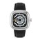 Stauer Square Skeleton Automatic Watch for Men 44mm Silver Cushion Case Black Open Heart Dial 21Jewel Mechanical Movement Leather Strap