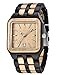 Dentily Wood Watch Rectangle Dial Wooden Watches for Men Quartz Movement Mens Watches