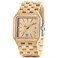 Dentily Mens Wood Watch Rectangle Dial Wooden Watches Quartz Movement Watches for Men