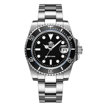 ADDIESDIVE Quartz Divers Watch for Men Diver 200 M Black Dial Luminous Stainless Steel Strap