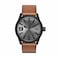 Diesel Rasp Stainless Steel and Leather ThreeHand Analog Mens Watch Color Black Brown Model DZ1764