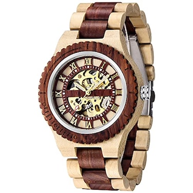 Dentily Mens Wooden Watches Mens Mechanical Automatic Movement Watch Automatic SelfWinding Mens Wristwatch