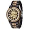 Dentily Mens Wooden Watch Skeleton Automatic Movement Wood Watch SelfWinding Watches for Men