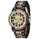 Dentily Mens Wooden Watch Skeleton Automatic Movement Wood Watch SelfWinding Watches for Men