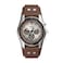 Fossil Mens Watch Coachman Quartz Stainless Steel and Chronograph Leather Watch for Men Color Silver Brown