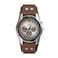 Fossil Mens Watch Coachman Quartz Stainless Steel and Chronograph Leather Watch for Men Color Silver Brown