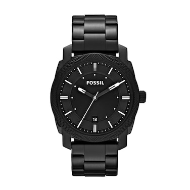Fossil Mens Watch Machine Quartz Stainless Steel ThreeHand Watch for Men Color Black