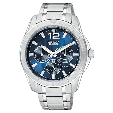 Citizen Quartz Mens Watch Stainless Steel Classic SilverTone Model AG830052L
