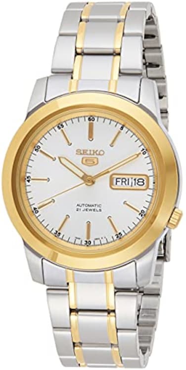 Seiko Mens SNKE54 Seiko 5 Automatic White Dial TwoTone Stainless Steel Watch