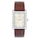 Peugeot Mens Rectangular Textured Roman Numeral Dial Classic Dress Wrist Watch with Leather Strap Band
