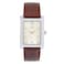 Peugeot Mens Rectangular Textured Roman Numeral Dial Classic Dress Wrist Watch with Leather Strap Band