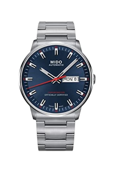 MIDO Commander Chronometer Swiss Automatic Watch for Men Blue Dial 40mm Stainless Steel Case and Bracelet M0214311104100
