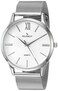 Peugeot Mens Slim Case Stainless Steel Mesh Dress Watch Silver