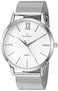 Peugeot Mens Slim Case Stainless Steel Mesh Dress Watch Silver
