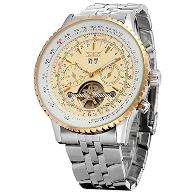 FORSINING Mens Self Winding Waterproof Automatic Stainless Steel Skeleton Tourbillon Calendar Wrist Watch