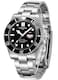 Carnival Mens Rotating Bezel Automatic Machine Stainless Steel Sapphire Glass Waterproof Black Watch Black dial