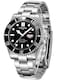 Carnival Mens Rotating Bezel Automatic Machine Stainless Steel Sapphire Glass Waterproof Black Watch Black dial