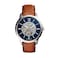 Fossil Mens Watch Townsman Automatic Stainless Steel and Leather ThreeHand Skeleton Watch Color Silver Luggage