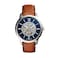 Fossil Mens Watch Townsman Automatic Stainless Steel and Leather ThreeHand Skeleton Watch Color Silver Luggage
