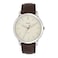 Fossil Mens Minimalist Quartz Stainless Steel and Brown Leather ThreeHand Watch for Men Color Silver Brown