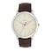 Fossil Mens Minimalist Quartz Stainless Steel and Brown Leather ThreeHand Watch for Men Color Silver Brown